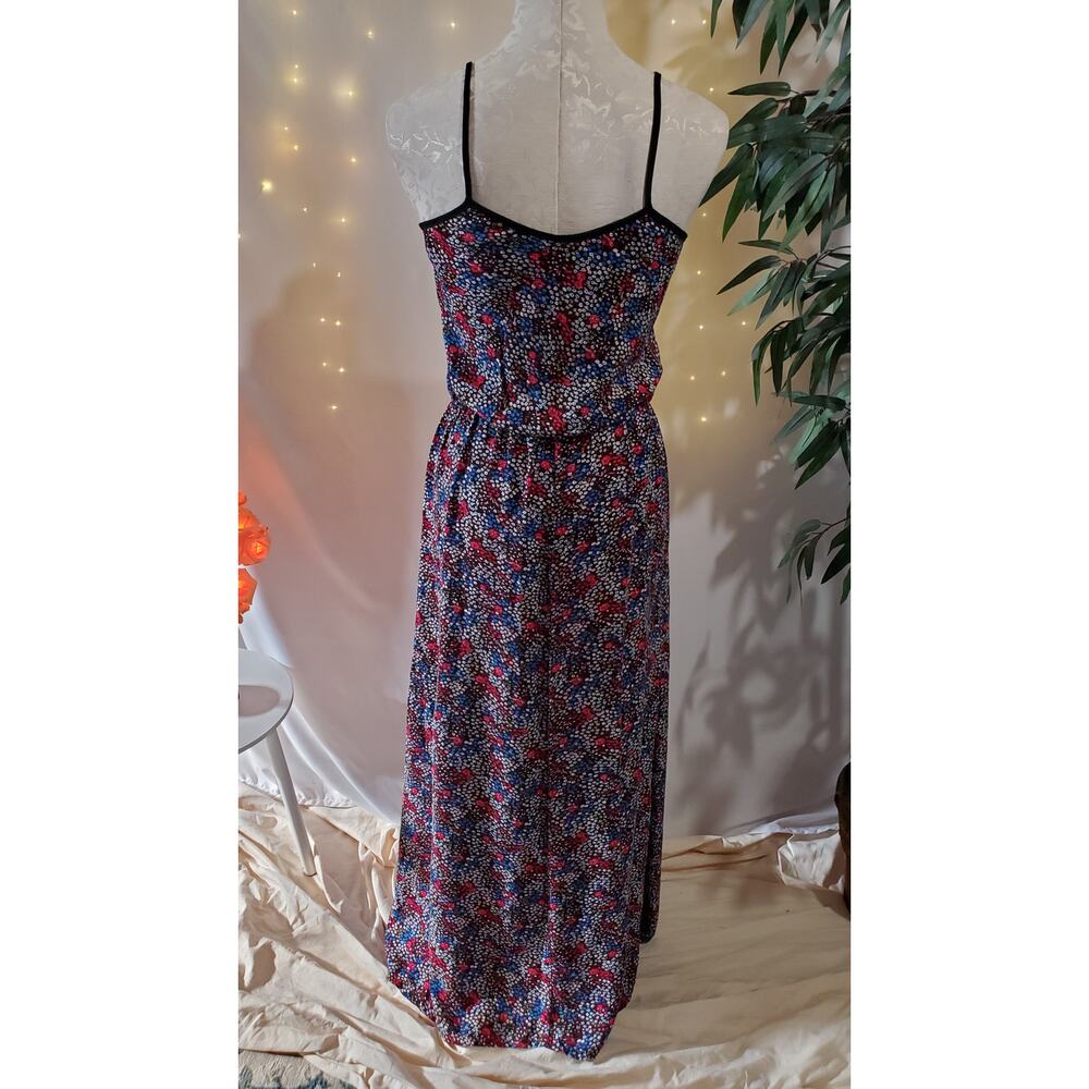 Paz Ditsy Liberty Floral Multicolor Spaghetti Strap Maxi Dress Women's Size L - Picture 5 of 9